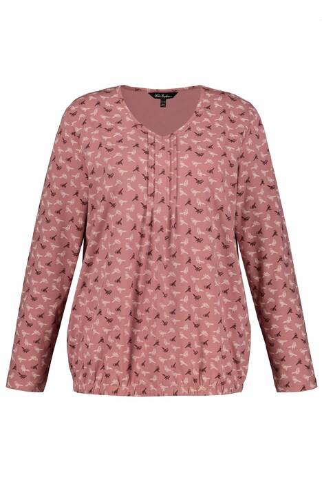 Tričko, motiv ptáka, Regular, plisování, elastický lem