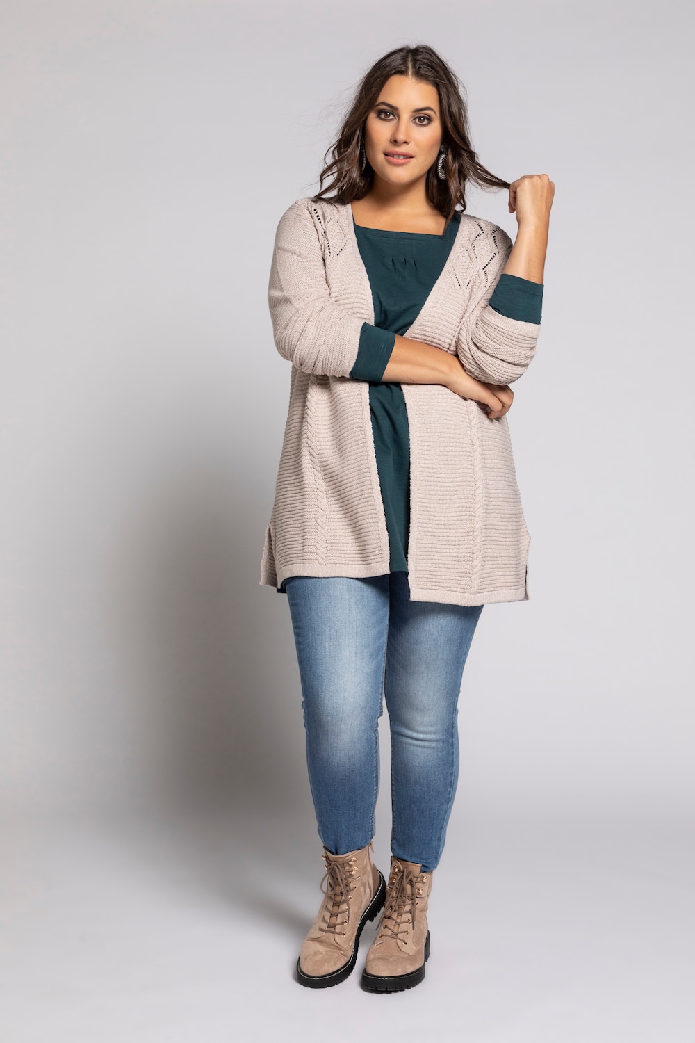 Grote Maten longshirt, Dames, groen, Maat: 46/48, Katoen, Ulla Popken Grote Maten longshirt, Dames, groen, Maat: 46/48, Katoen, Ulla Popken
