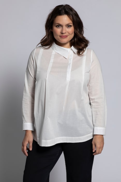 Eco Cotton Asymmetric Collar Long Sleeve Shirt