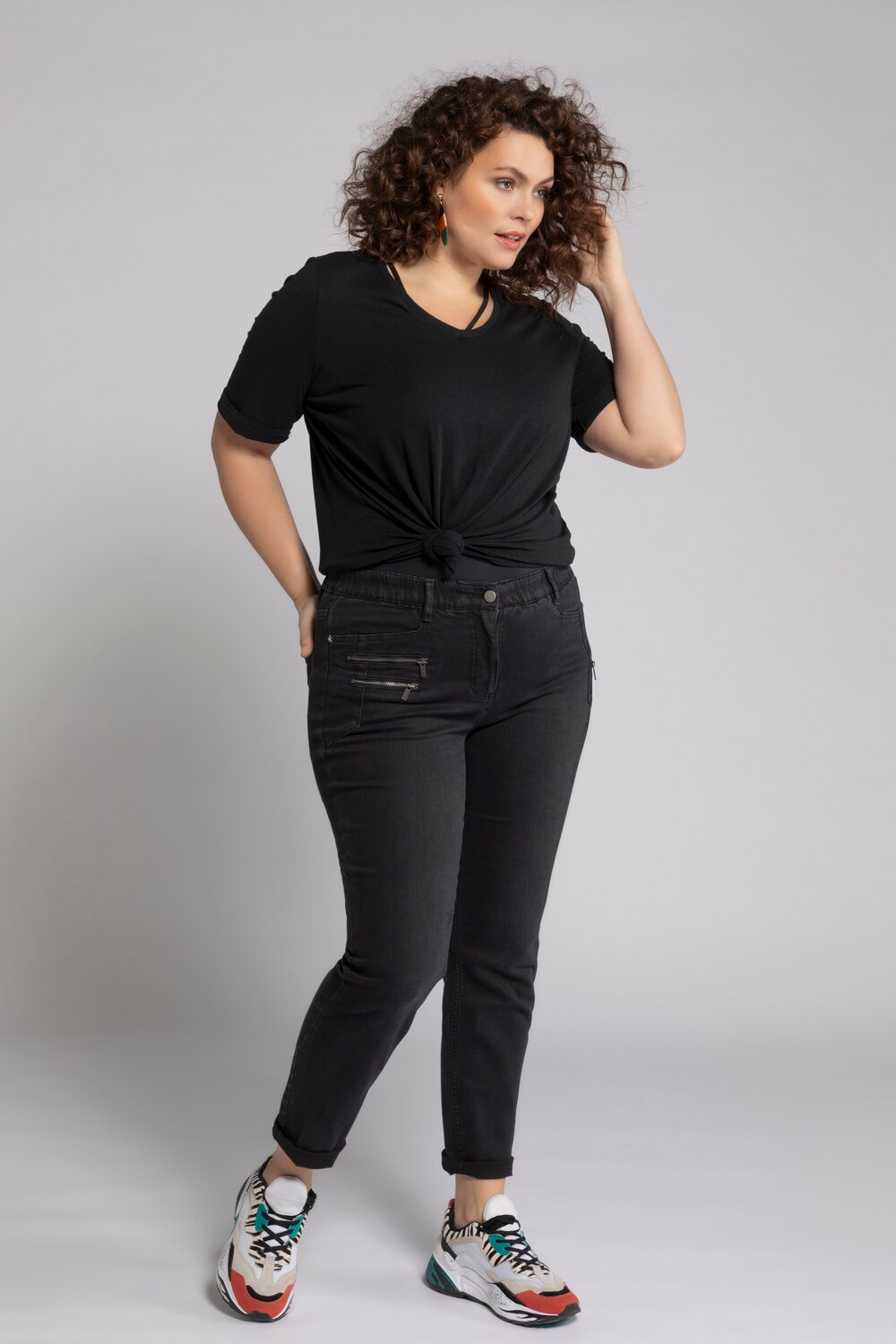 Grote Maten jeans Sarah, Dames, zwart, Maat: 100, Katoen/Polyester/Synthetische vezels, Ulla Popken