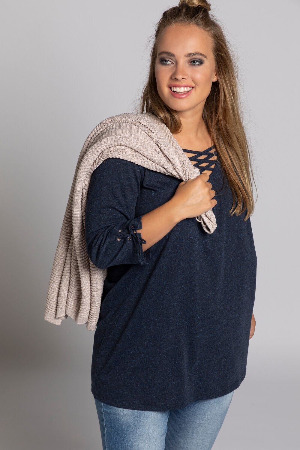 Grote Maten shirt, Dames, blauw, Maat: 46/48, Polyester/Katoen, Ulla Popken Grote Maten shirt, Dames, blauw, Maat: 46/48, Polyester/Katoen, Ulla Popken
