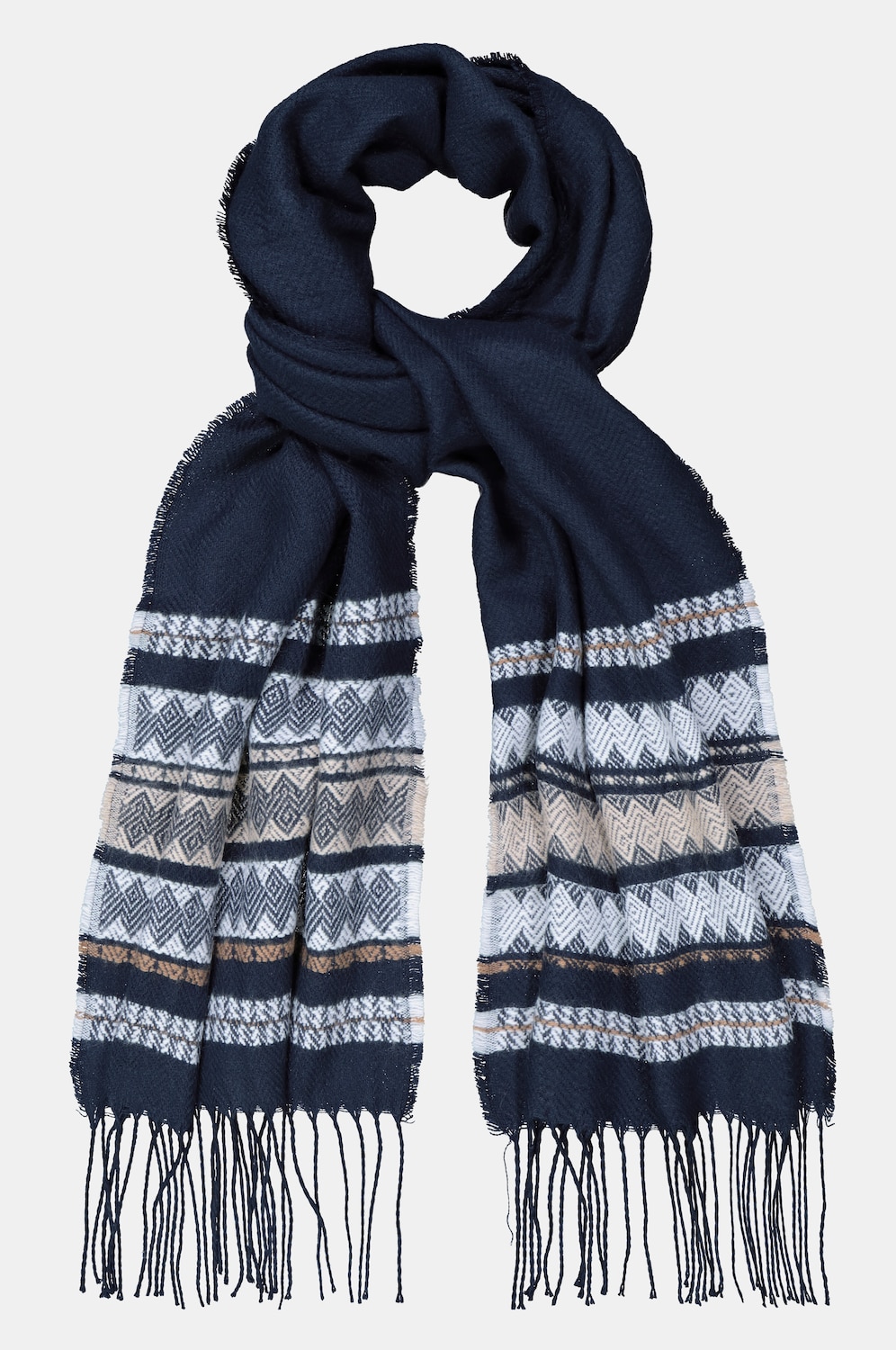 grandes tailles écharpe motif norvégien, femmes, bleu, taille: one size, fibres synthétiques, ulla popken