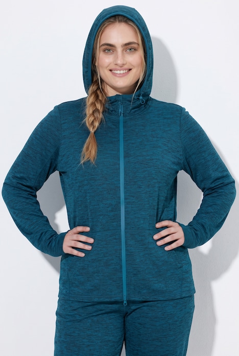 Jacke, Powerstretch, Kapuze, 2-Wege-Zipper