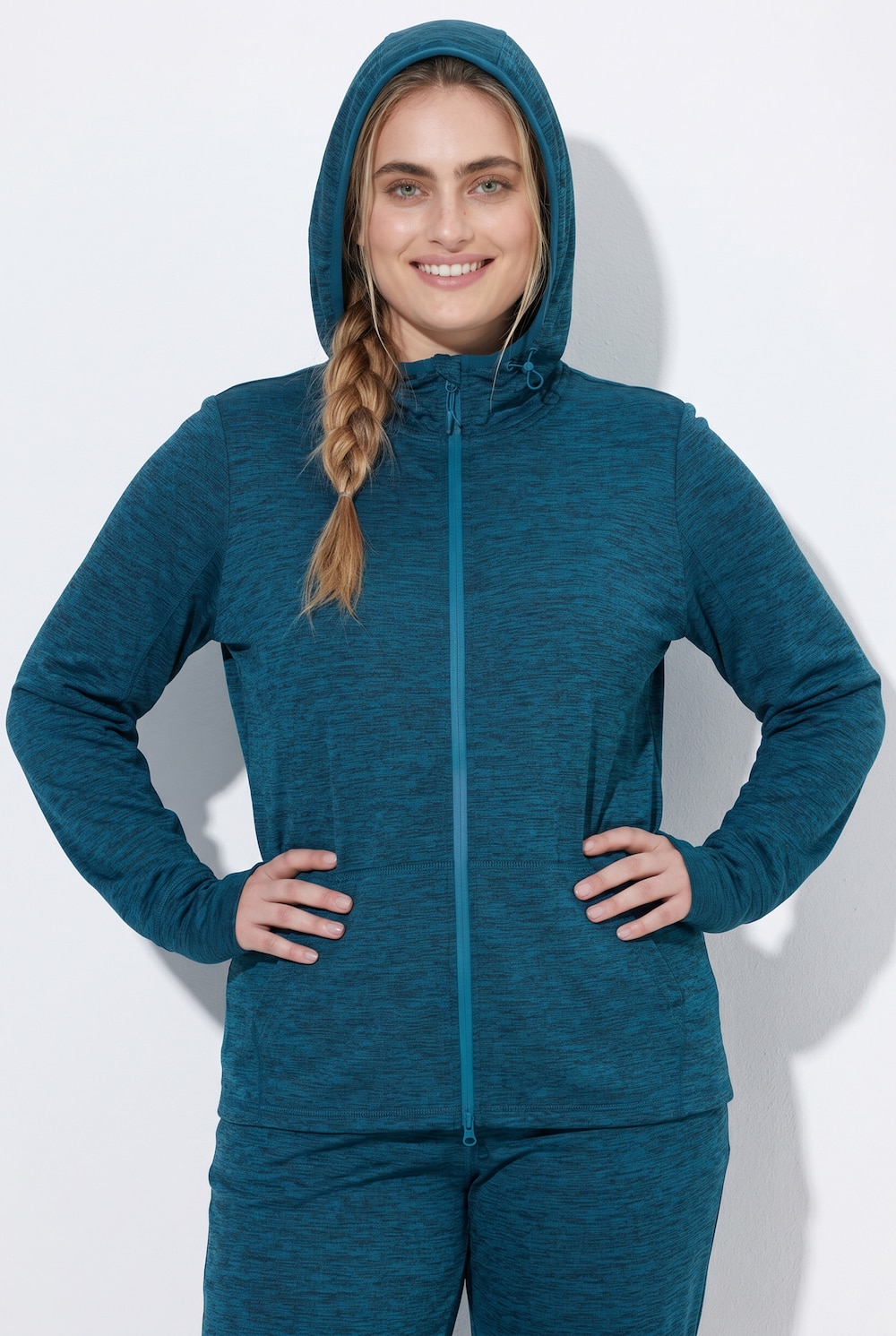 Jakke, Powerstretch, hette, 2-veis glidelås