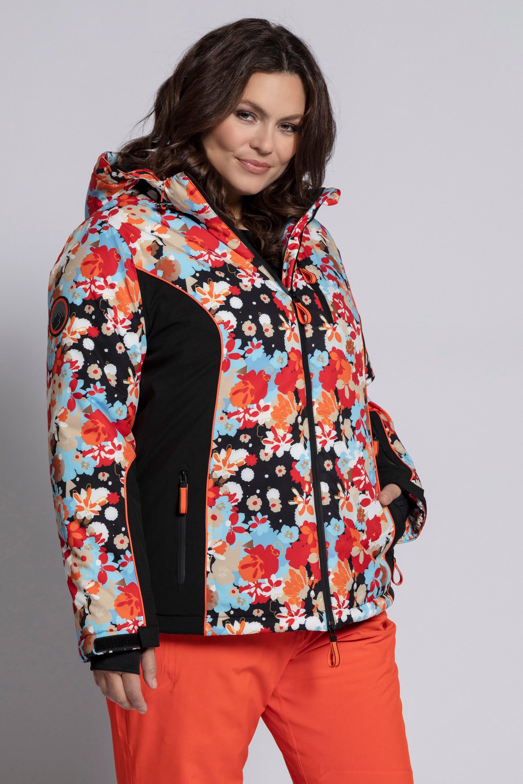 Pre-owned Ulla Popken Damen Grosse Grössen Skijacke, Blumenmuster, 3x-funktion, Schneefang 7