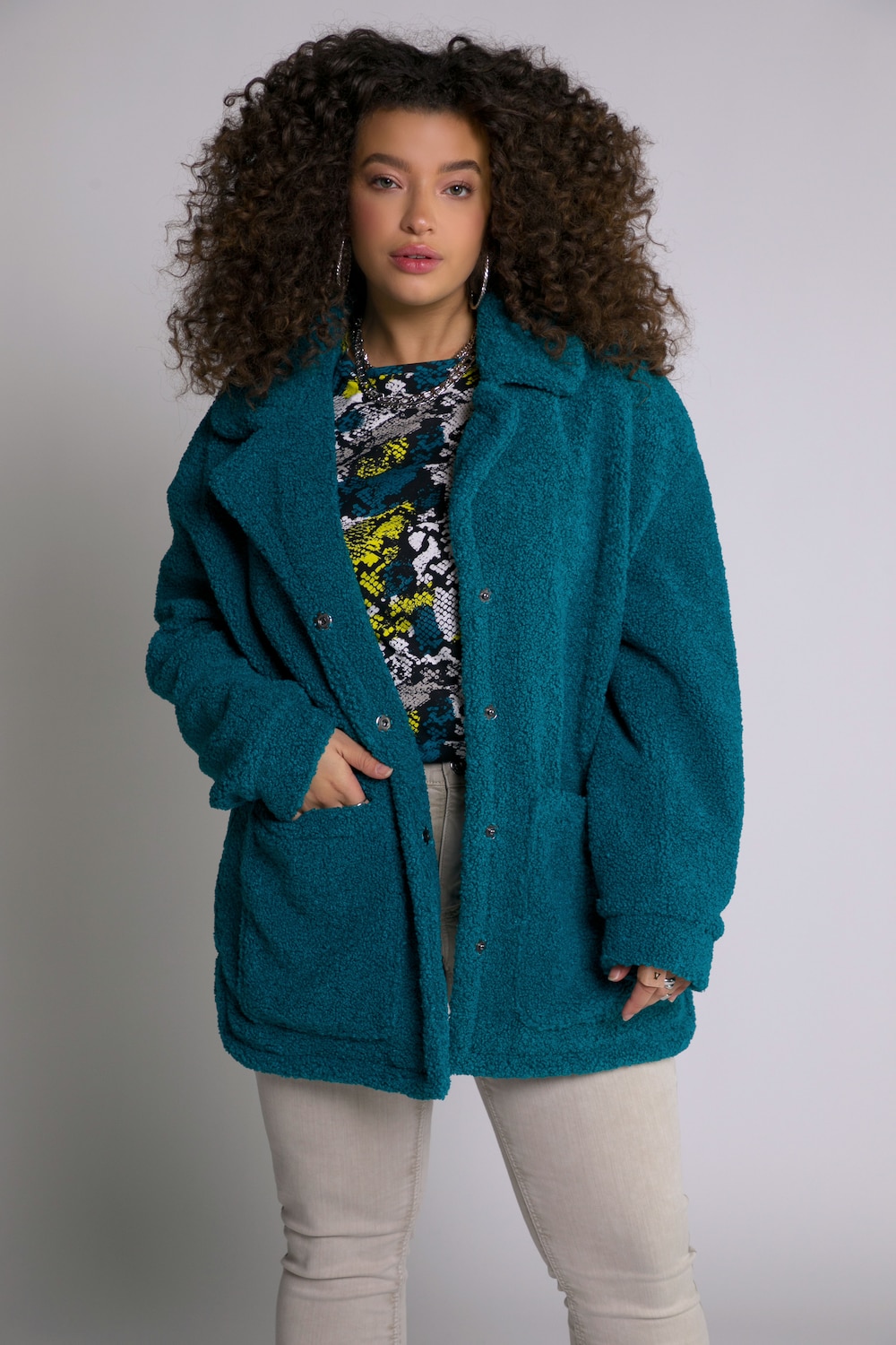 Grote Maten teddyjasje, Dames, turquoise, Maat: 46/48, Polyester/Synthetische vezels, Studio Untold