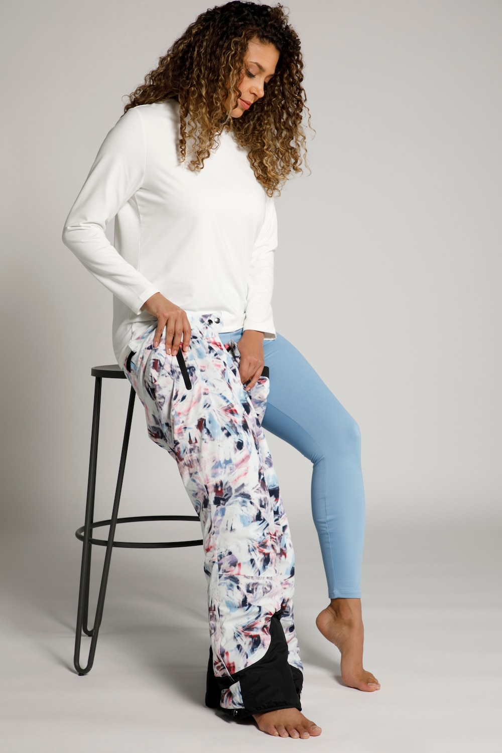 Grote Maten functionele ski-legging, Dames, blauw, Maat: 42/44, Polyester, Ulla Popken