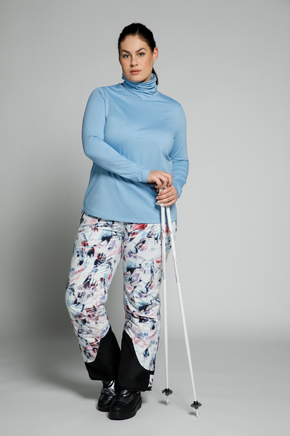 Grote Maten functioneel skishirt, Dames, blauw, Maat: 58/60, Polyester, Ulla Popken
