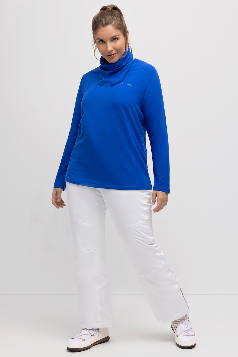 Grote Maten functioneel skishirt, Dames, blauw, Maat: 54/56, Polyester, Ulla Popken