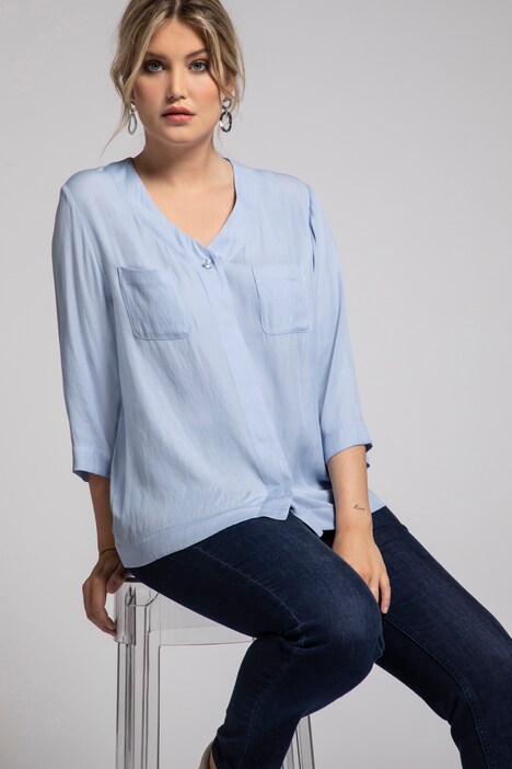 Lightweight V-Neck Button Front Blouse | all Blouses | Blouses