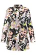 Košilová halenka, květovaný vzor, boční rozparky, dlouhé rukávy