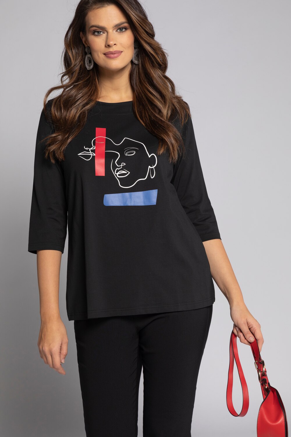 Grote Maten Shirt, Dames, zwart, Maat: 46/48, Katoen, Ulla Popken Grote Maten Shirt, Dames, zwart, Maat: 46/48, Katoen, Ulla Popken