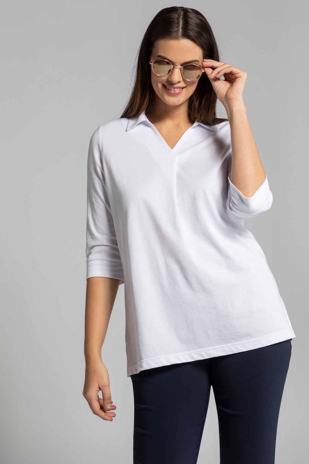 Grote Maten poloshirt, Dames, wit, Maat: 50/52, Katoen/Polyester, Ulla Popken Grote Maten poloshirt, Dames, wit, Maat: 50/52, Katoen/Polyester, Ulla Popken