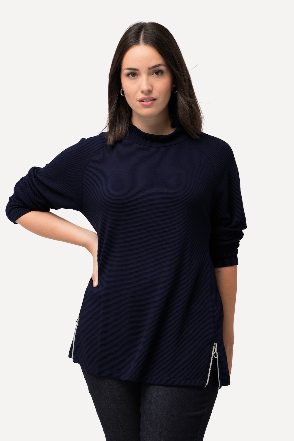 Grote Maten sweatshirt, Dames, blauw, Maat: 58/60, Viscose/Polyester, Ulla Popken