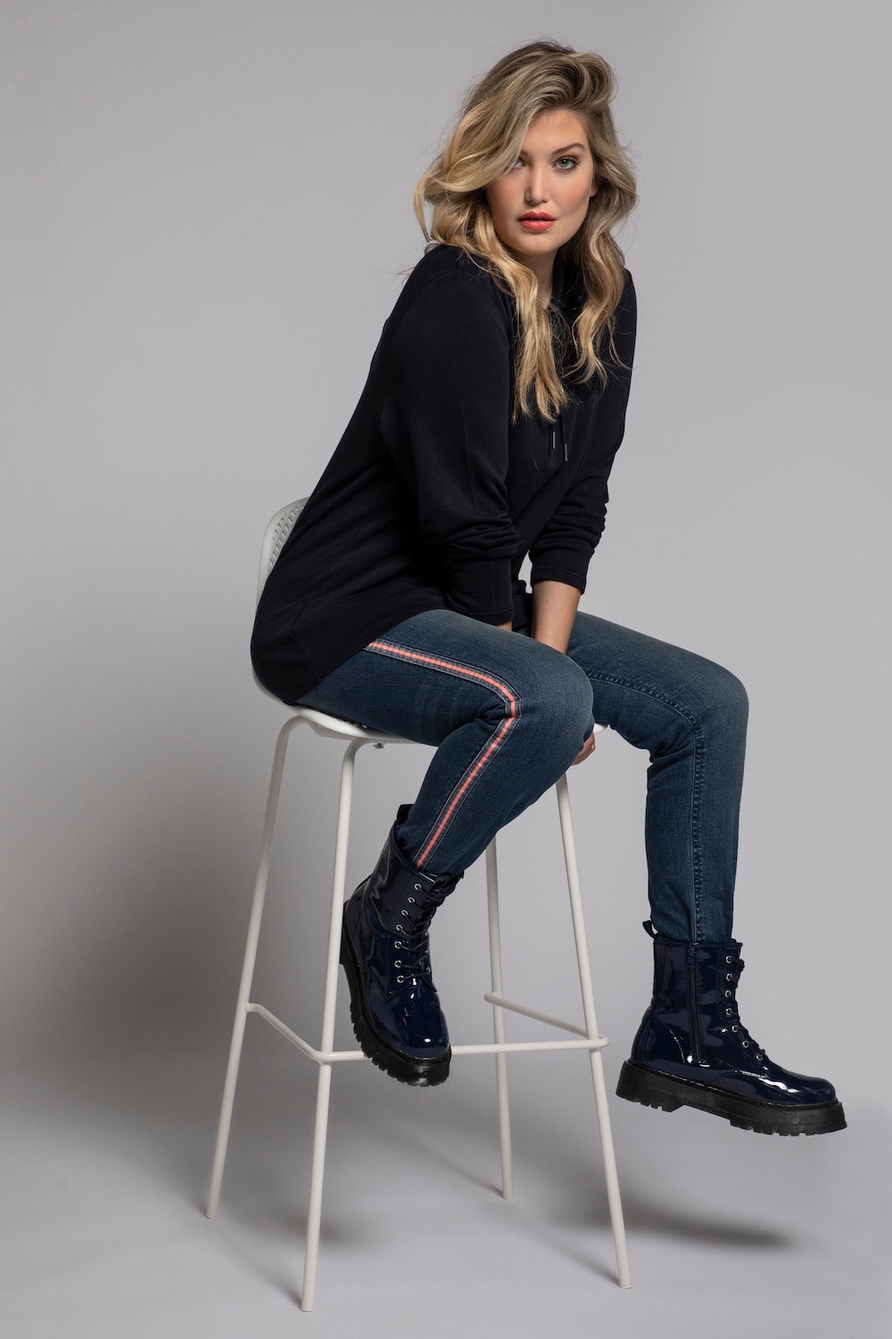 Grote Maten sweatshirt, Dames, blauw, Maat: 58/60, Katoen, Ulla Popken Grote Maten sweatshirt, Dames, blauw, Maat: 58/60, Katoen, Ulla Popken