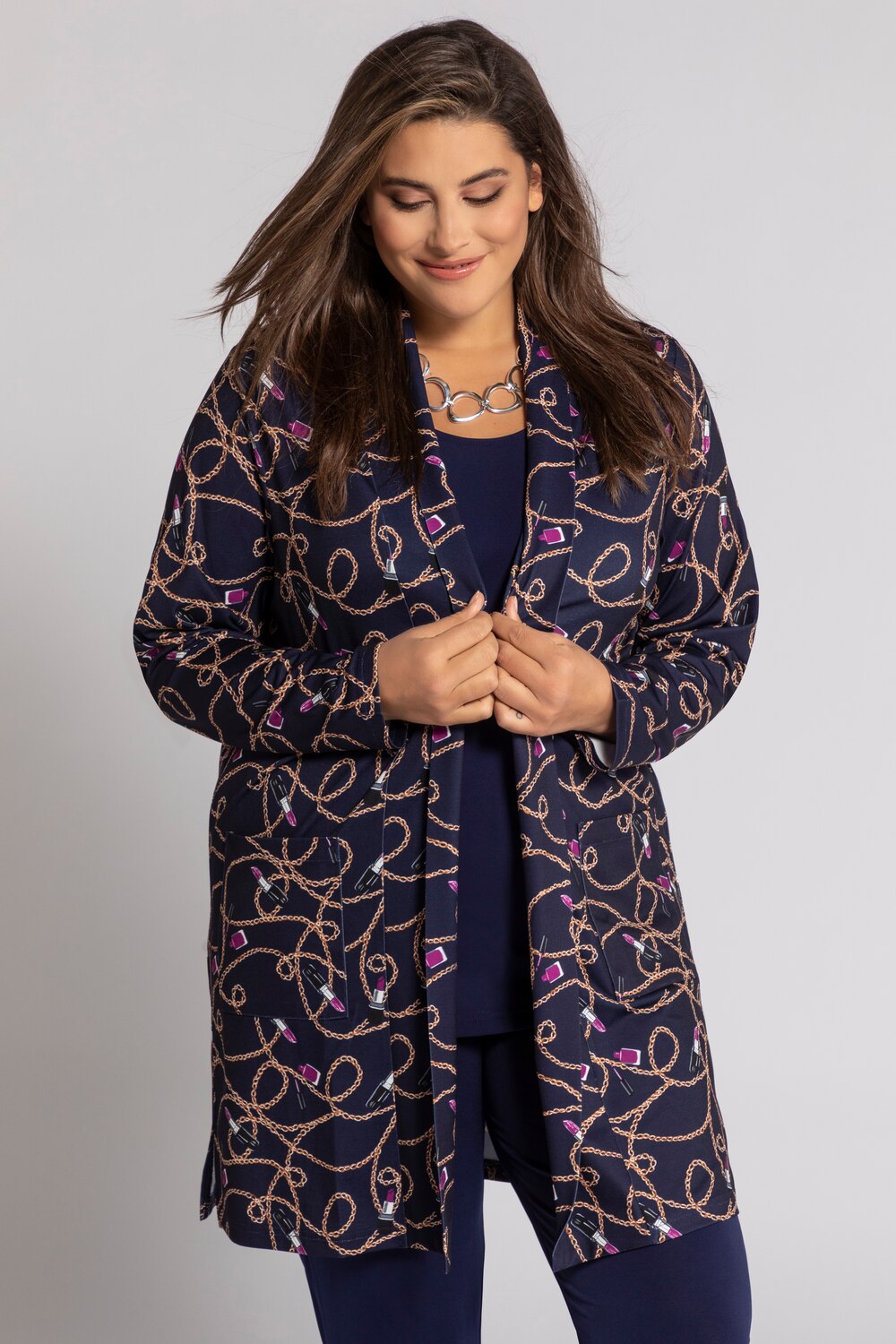 Grote Maten jasje, Dames, blauw, Maat: 62/64, Polyester, Ulla Popken Grote Maten jasje, Dames, blauw, Maat: 62/64, Polyester, Ulla Popken