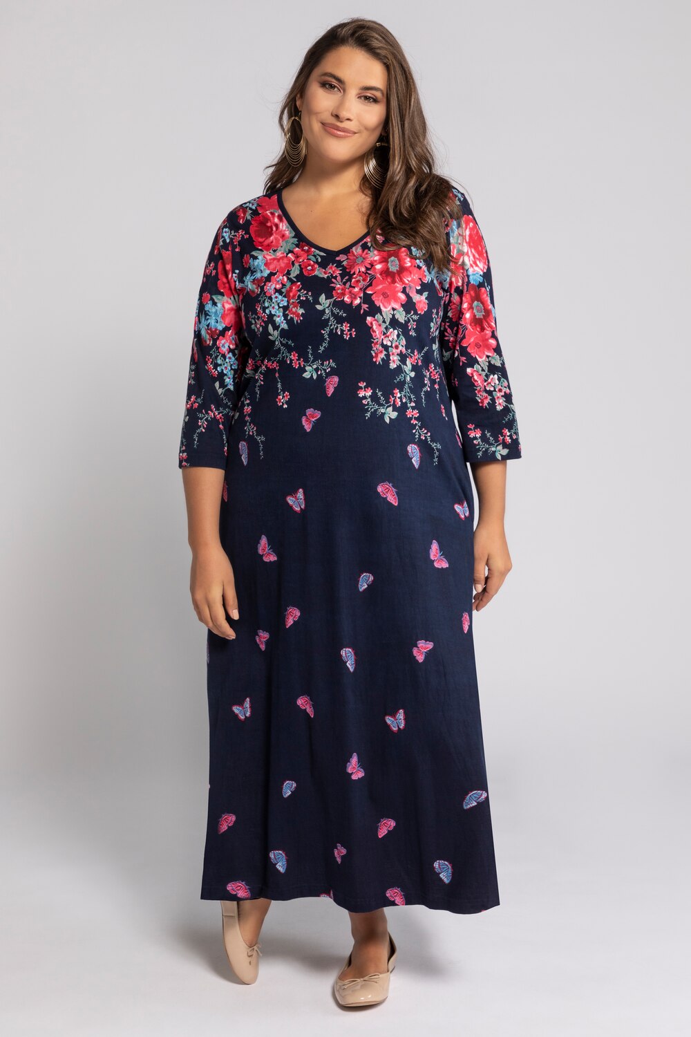 Grote Maten jurk, Dames, blauw, Maat: 54/56, Katoen, Ulla Popken Grote Maten jurk, Dames, blauw, Maat: 54/56, Katoen, Ulla Popken