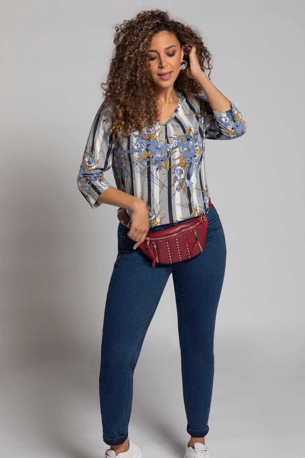 Grote Maten Shirt, Dames, grijs, Maat: 58/60, Katoen/Synthetische vezels, Ulla Popken Grote Maten Shirt, Dames, grijs, Maat: 58/60, Katoen/Synthetische vezels, Ulla Popken