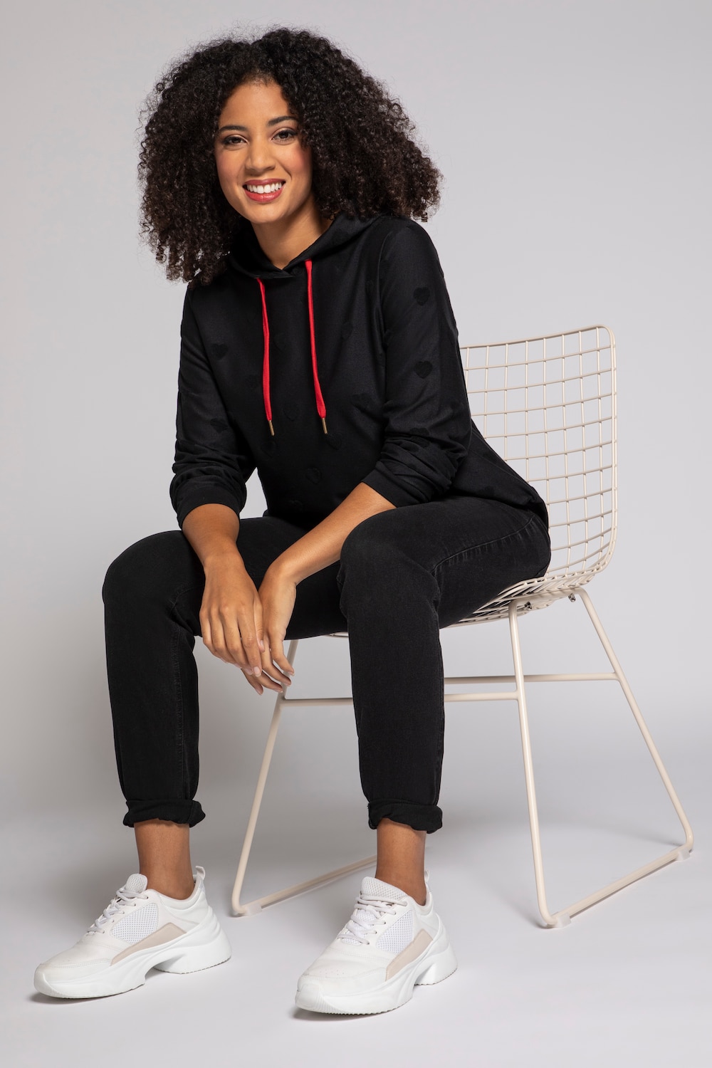 Grote Maten Sweatshirt, Dames, zwart, Maat: 42/44, Katoen, Ulla Popken Grote Maten Sweatshirt, Dames, zwart, Maat: 42/44, Katoen, Ulla Popken
