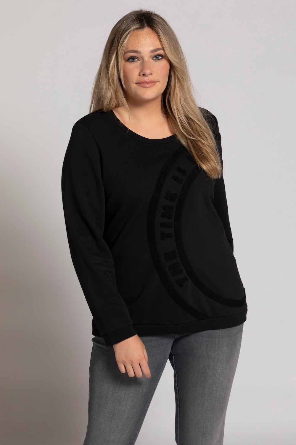 Grote Maten Sweatshirt, Dames, zwart, Maat: 58/60, Katoen/Polyester, Ulla Popken Grote Maten Sweatshirt, Dames, zwart, Maat: 58/60, Katoen/Polyester, Ulla Popken