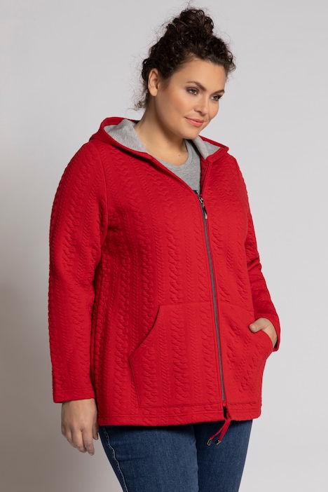 cable zip front knit
