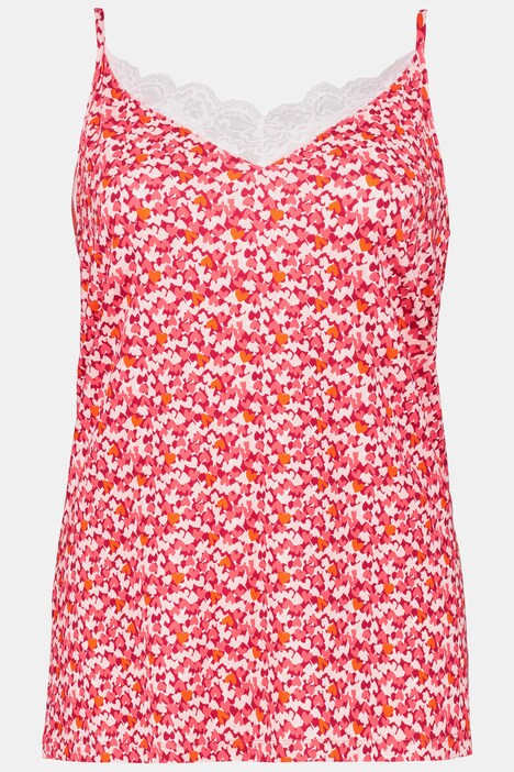 Shorty, Zweiteiler, Herzmuster, Spitze, Kurzpyjama