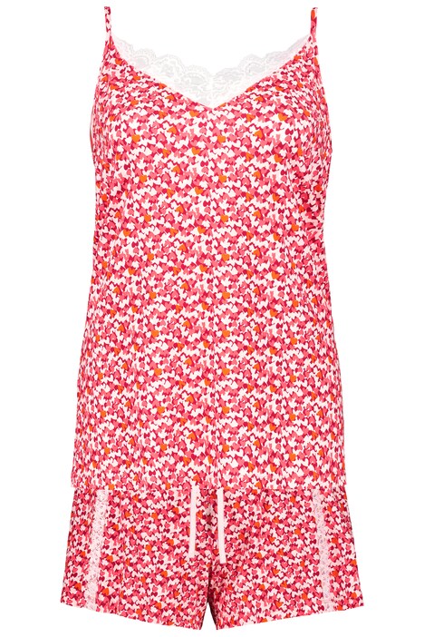 Krátké pyžamo, srdcový vzor, top, šortky