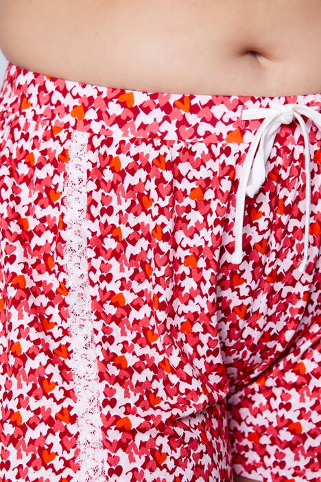 Shorty, Zweiteiler, Herzmuster, Spitze, Kurzpyjama