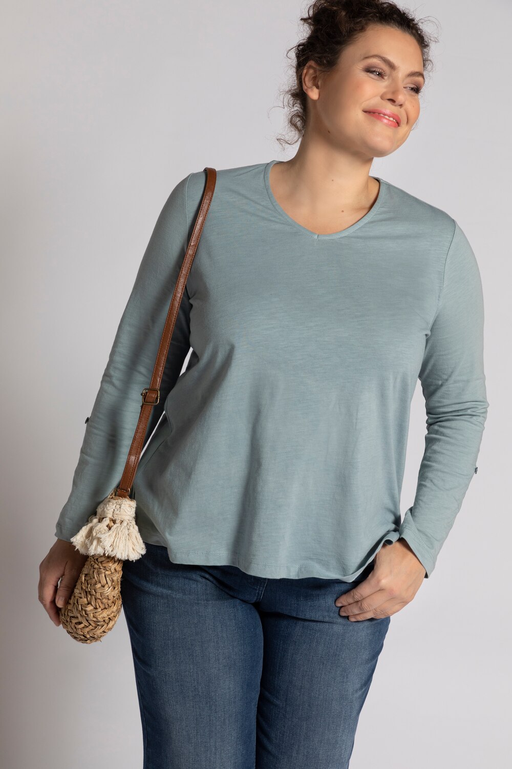 Grote Maten shirt, Dames, grijs, Maat: 58/60, Katoen, Ulla Popken Grote Maten shirt, Dames, grijs, Maat: 58/60, Katoen, Ulla Popken