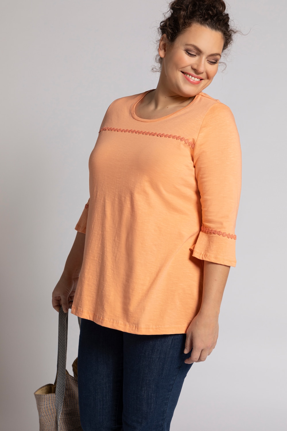 Grote Maten Shirt, Dames, oranje, Maat: 46/48, Katoen, Ulla Popken