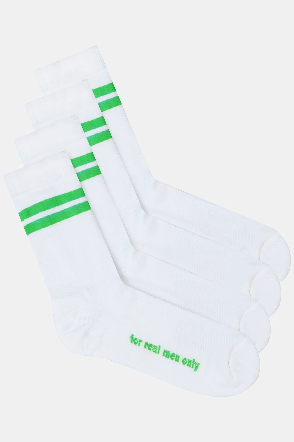 grandes tailles chaussettes de sport en lot de 2 à rayures doubles, hommes, vert, taille: 51-53, coton, jp1880