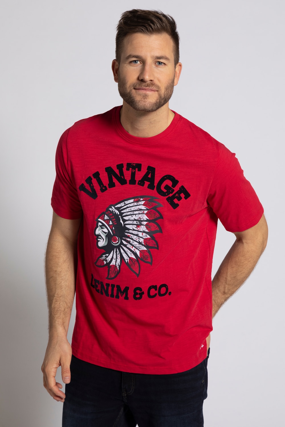 Grote Maten T-shirt, Heren, rood, Maat: XXL, Katoen, JP1880 Grote Maten T-shirt, Heren, rood, Maat: XXL, Katoen, JP1880