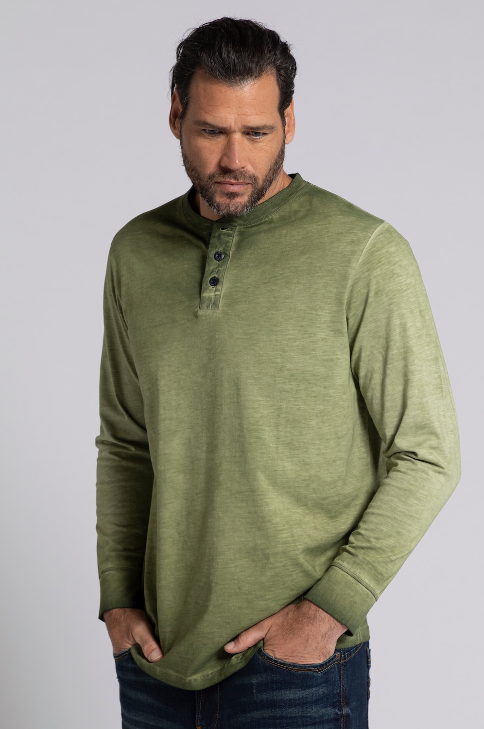 Grote Maten henley, Heren, bruin, Maat: L, Katoen, JP1880 Grote Maten henley, Heren, bruin, Maat: L, Katoen, JP1880