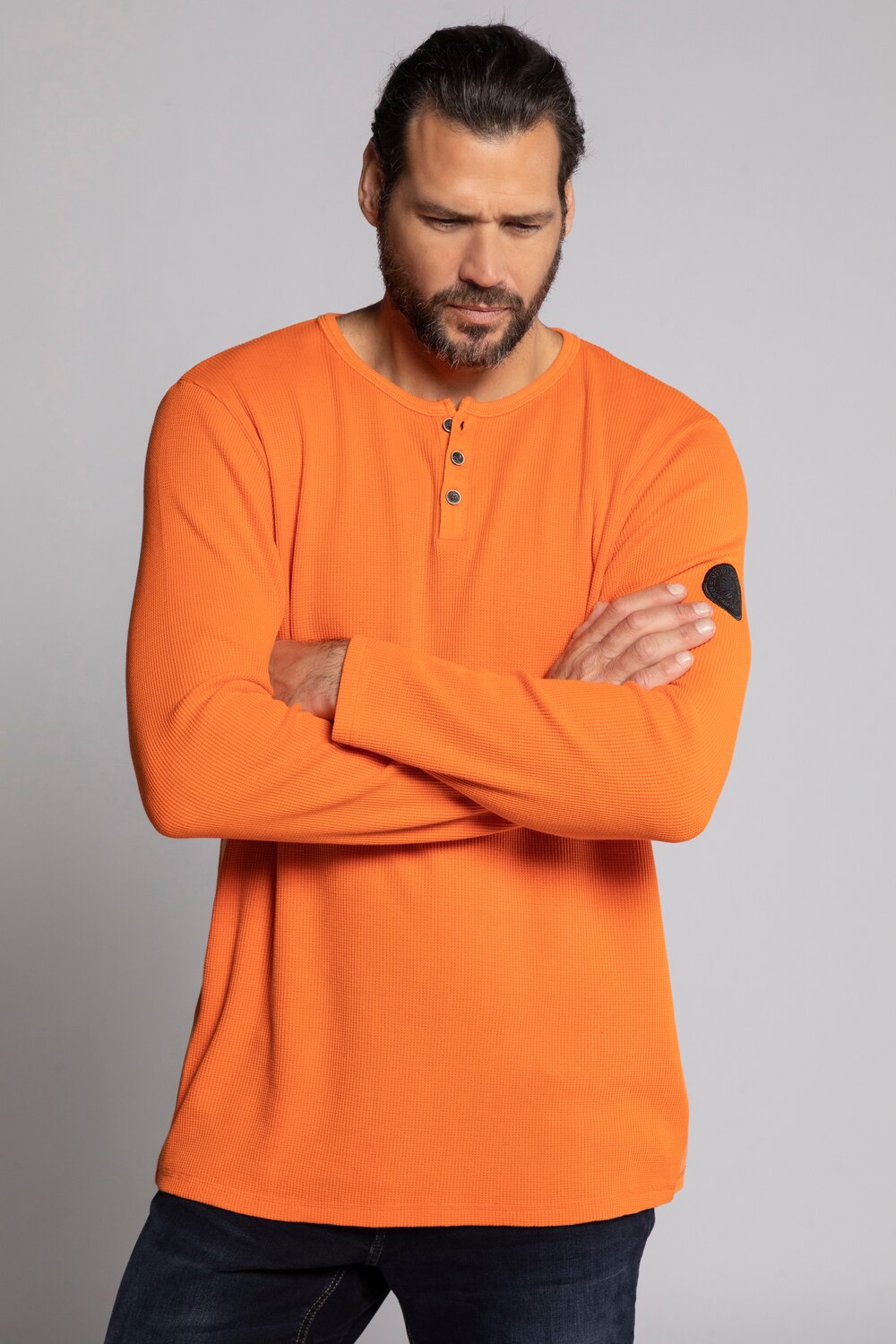 Grote Maten henley, Heren, oranje, Maat: XXL, Katoen, JP1880 Grote Maten henley, Heren, oranje, Maat: XXL, Katoen, JP1880