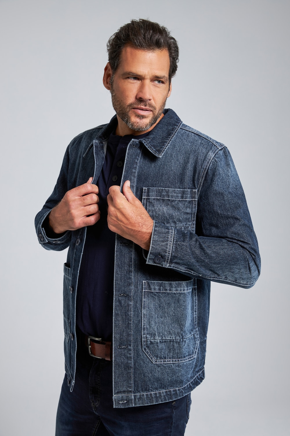Plus Size Denim jacket, Man, blue, size: 3XL, cotton, JP1880