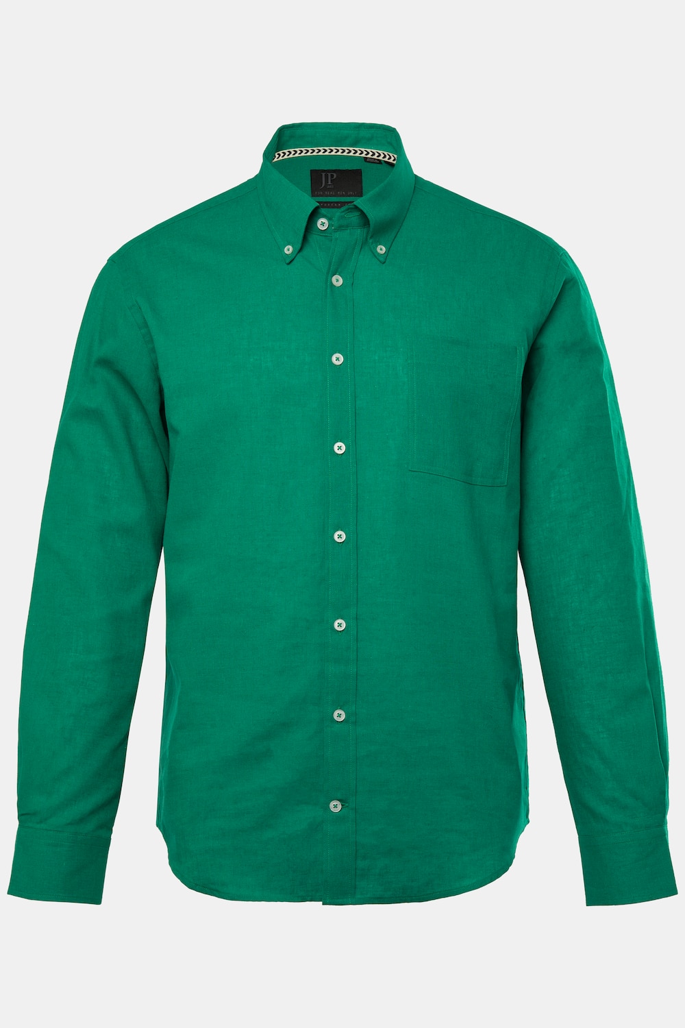 Hemd, Langarm, Leinenmix, Buttondown-Kragen, Modern Fit
