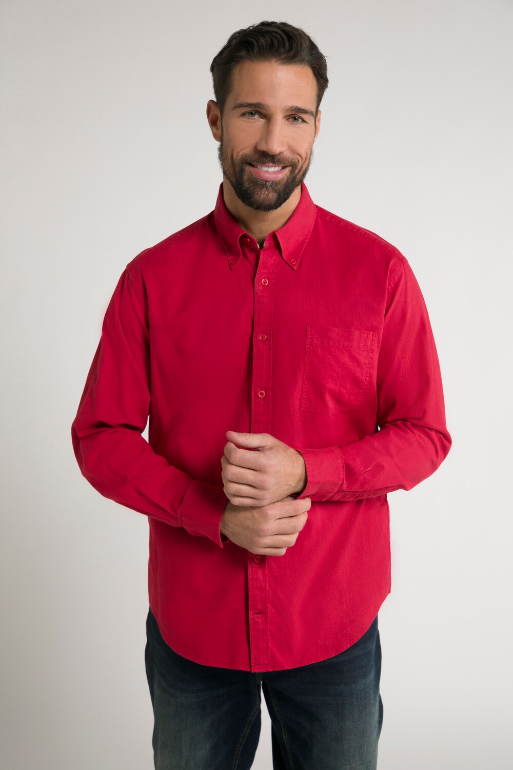 Plus Size Linen Blend Shirt, Man, red, size: 3XL, linen/cotton, JP1880