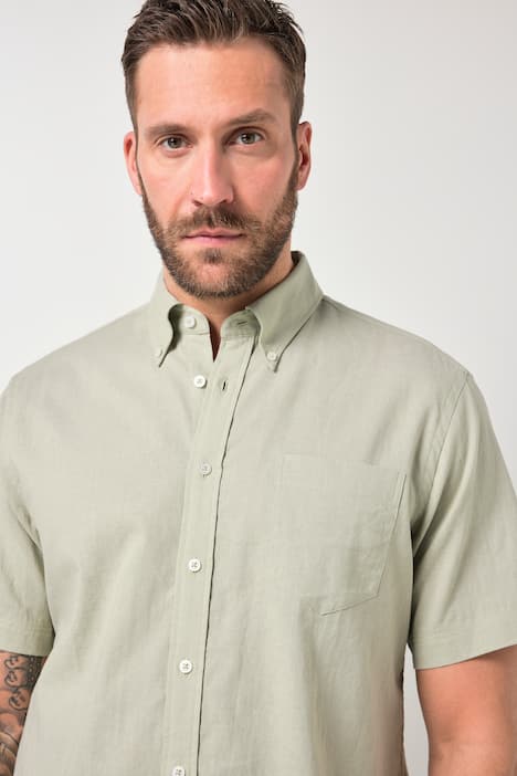 Koszula JP1880, rękaw 1/2, mieszanka lnu, kołnierzyk z guzikami, nowoczesny krój, do rozm. 8 XL