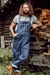 Salopette en jean, collection Workwear, nombreuses poches et empiècements élastiques - coupe Relaxed Fit