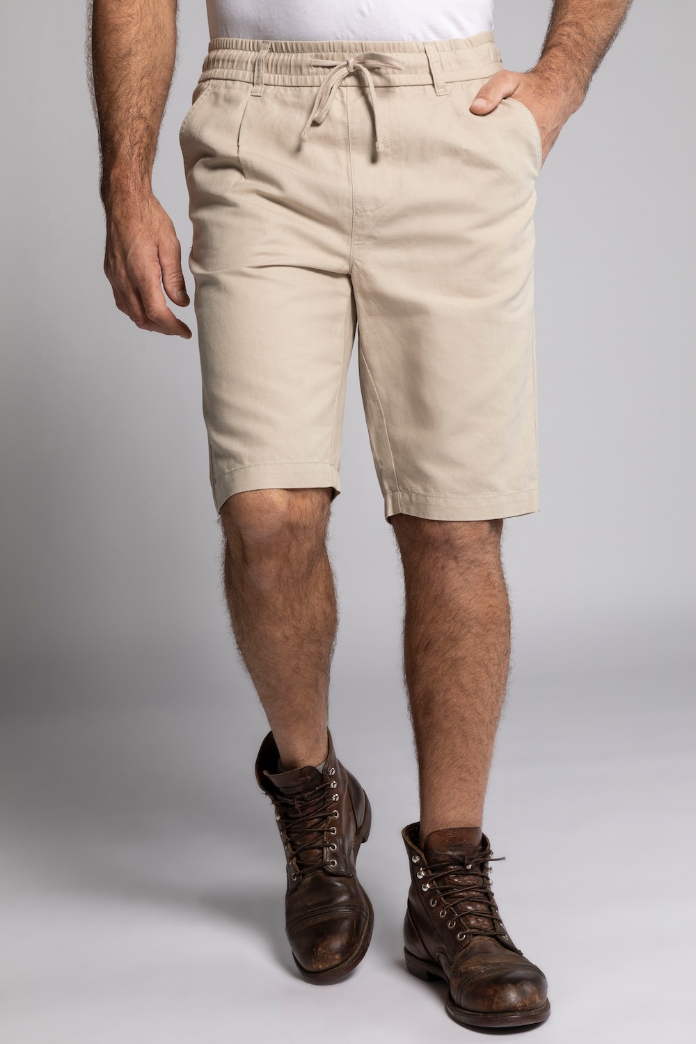 Grote Maten shorts, Heren, beige, Maat: 6XL, Linnen/Katoen, JP1880