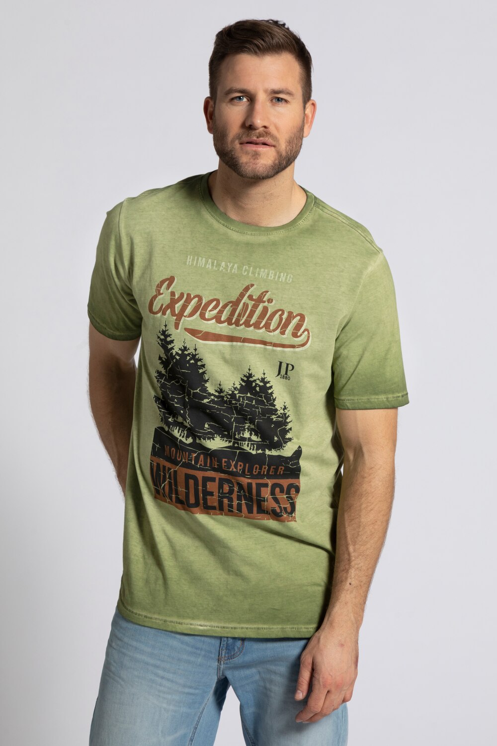 Image of Grosse Grössen T-Shirt Himalaya Climbing, Herren, grün, Größe: 4XL, Baumwolle, JP1880