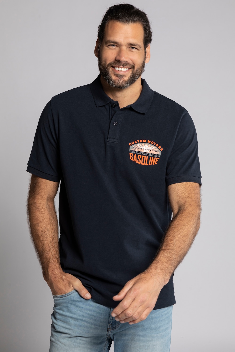 Grote Maten poloshirt, Heren, blauw, Maat: 4XL, Katoen, JP1880 Grote Maten poloshirt, Heren, blauw, Maat: 4XL, Katoen, JP1880