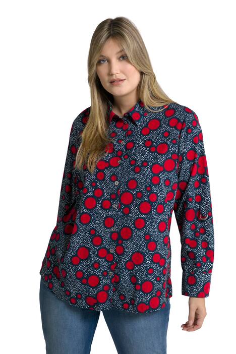 Halenka, puntíkový vzor, zlaté knoflíky, dlouhé rukávy s ohrnutím