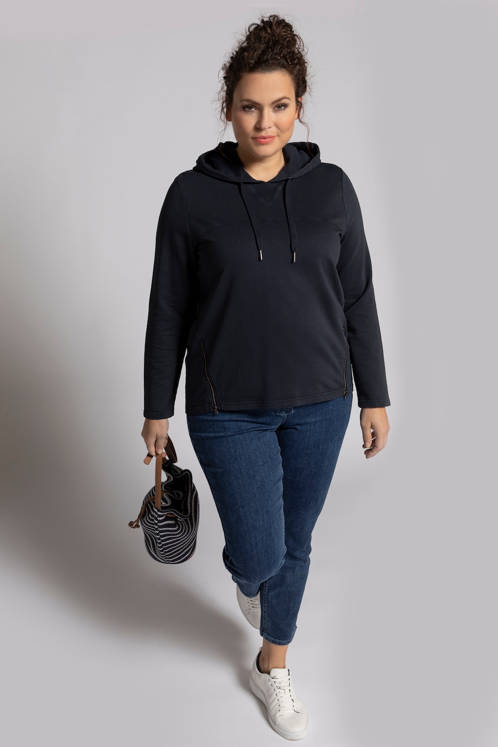 Grote Maten Hoodie, Dames, blauw, Maat: 62/64, Katoen, Ulla Popken Grote Maten Hoodie, Dames, blauw, Maat: 62/64, Katoen, Ulla Popken