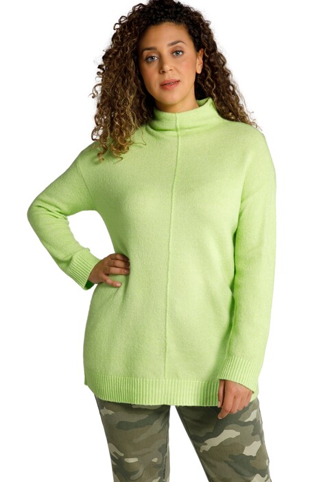 Svetr, ozdobné švy, oversize, stojáček, dlouhé rukávy