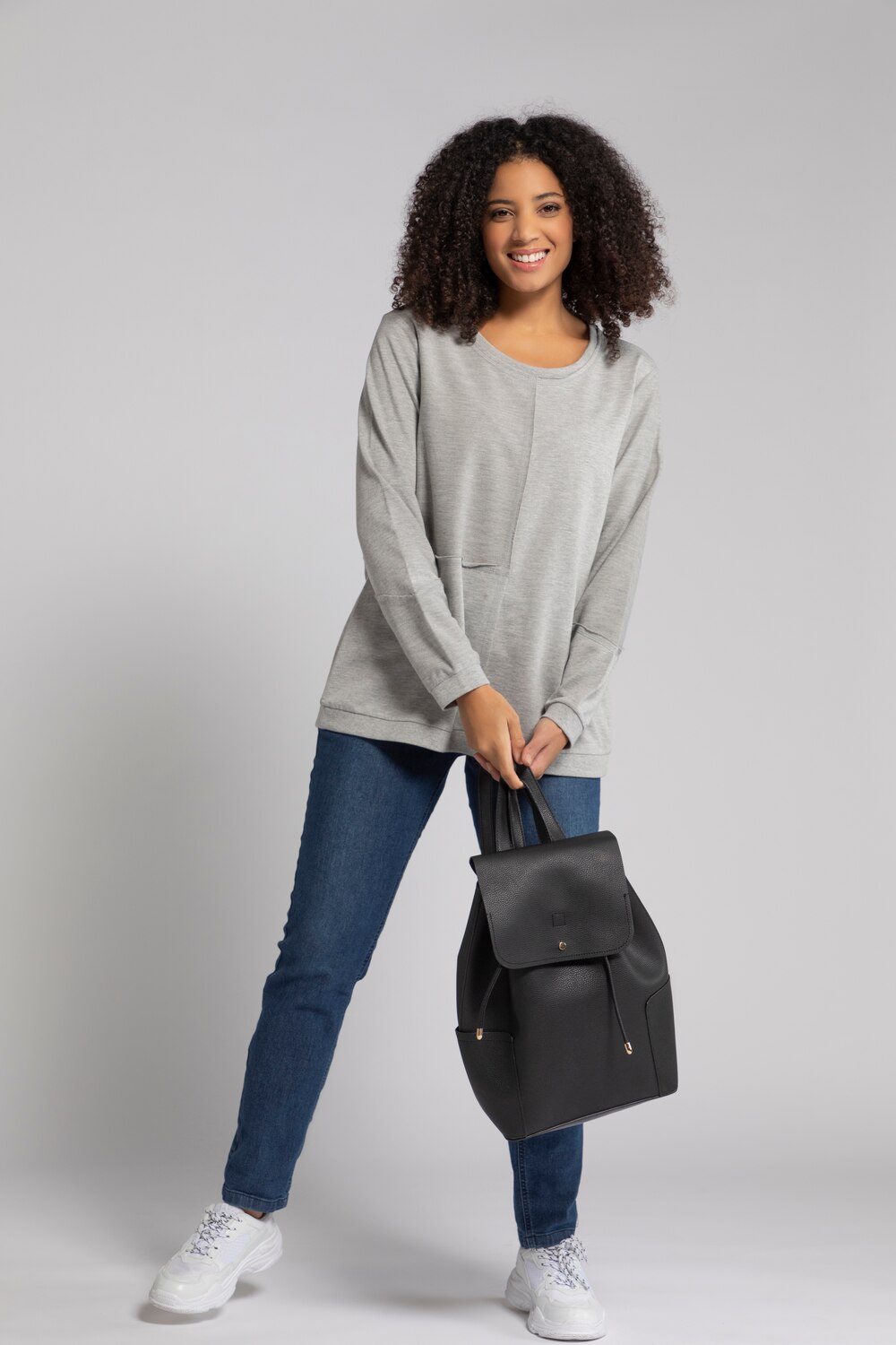 Grote Maten Sweatshirt, Dames, grijs, Maat: 58/60, Katoen, Ulla Popken Grote Maten Sweatshirt, Dames, grijs, Maat: 58/60, Katoen, Ulla Popken