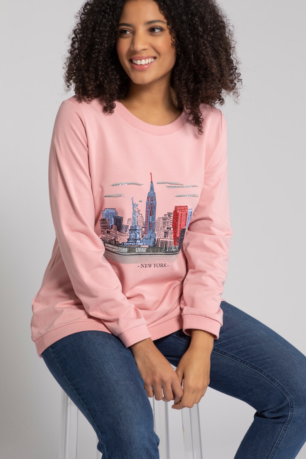 Plus Size Eco Cotton NEW YORK Skyline Sweatshirt, Woman, red, size: 20/22, cotton, Ulla Popken