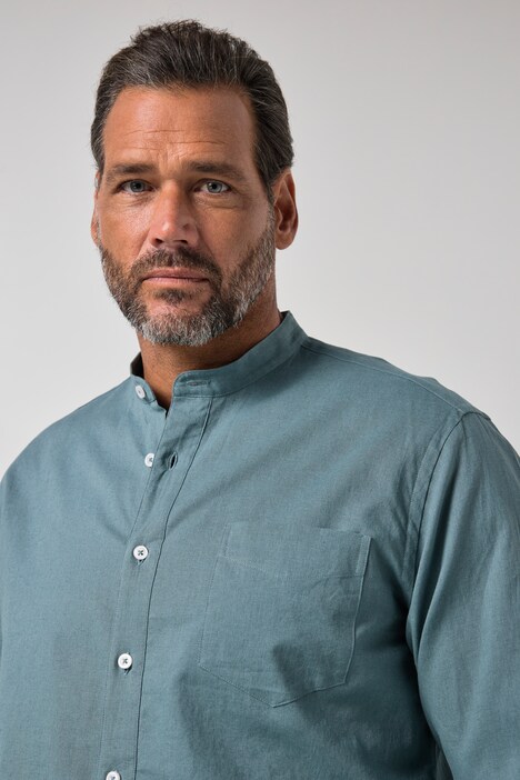 Hemd, Langarm, Leinenmix, Stehkragen, Modern Fit, bis 8 XL