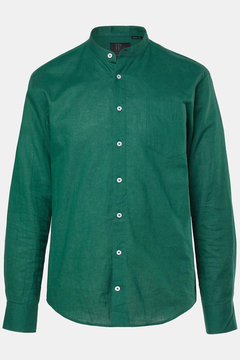 Chemise en lin mélangé. Manches longues et col officier - coupe Modern Fit