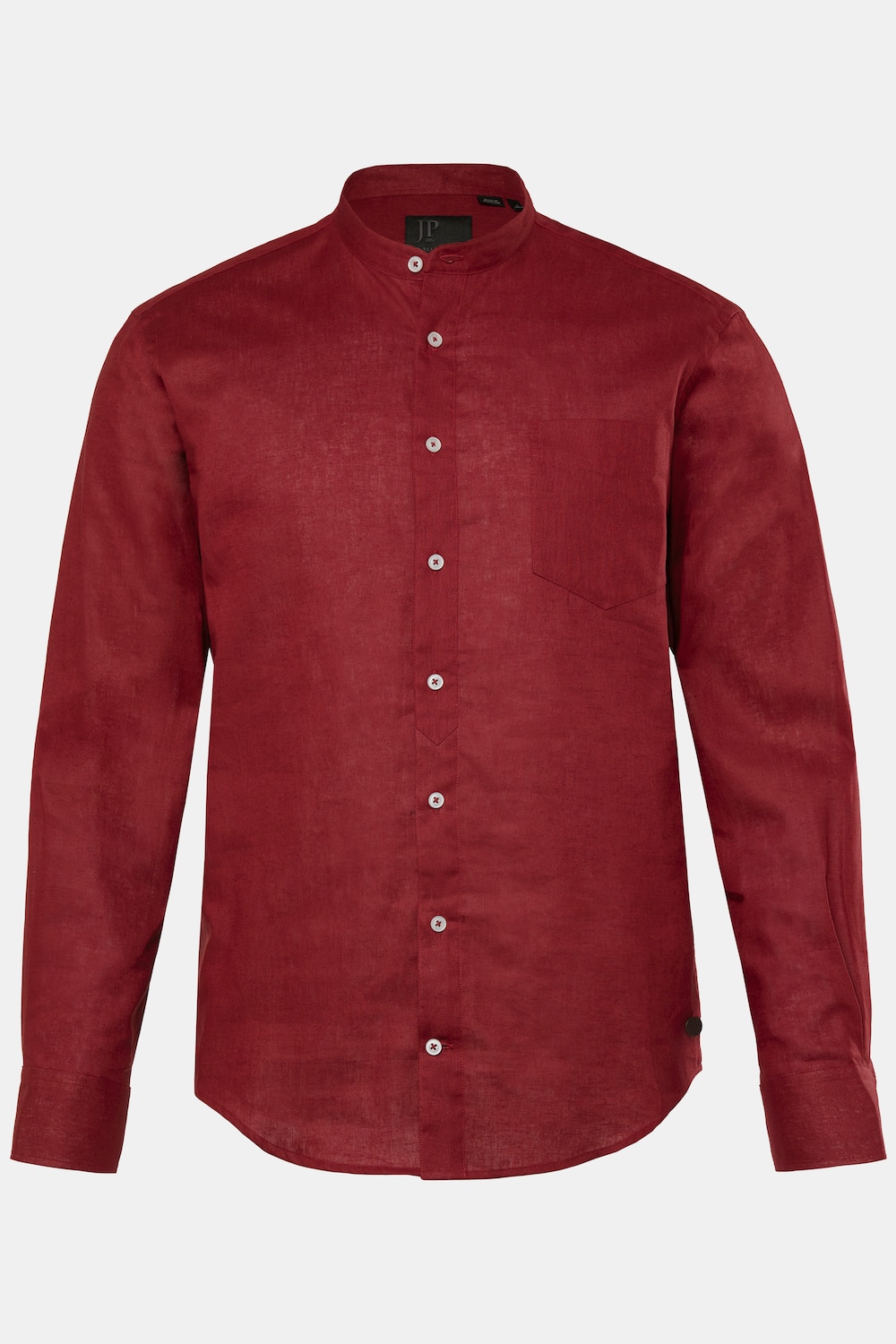 Hemd, Langarm, Leinenmix, Stehkragen, Modern Fit